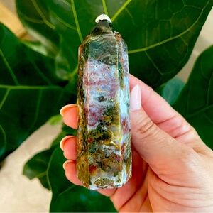 Multicolor ocean Jasper polished crystal tower